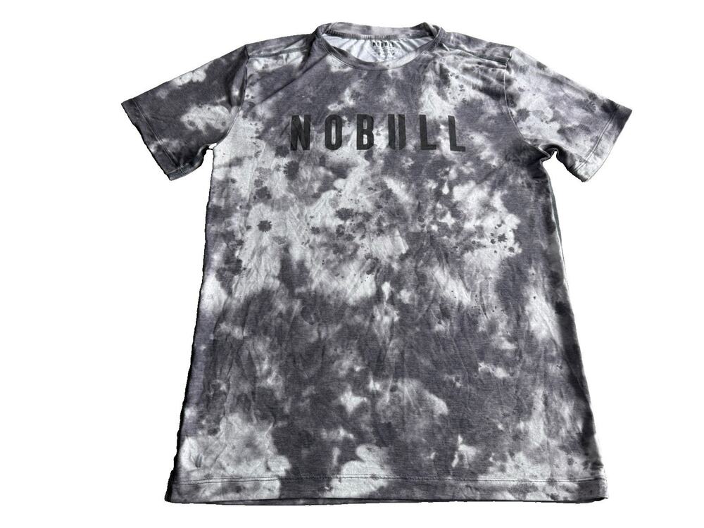 NOBULL Men's Tie Dye Graphic Performance Training T-Shirt Gray Black Size M